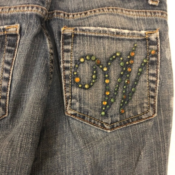 Zara distressed frayed hem studded logo back pocket jeans. Size 4 - Picture 1 of 11